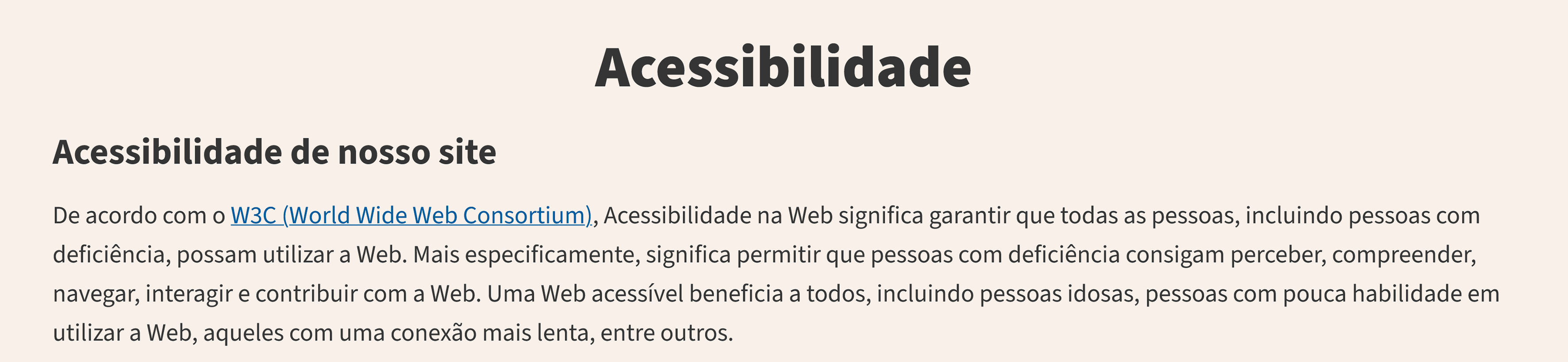 imagem mostrando a página de acessibilidade